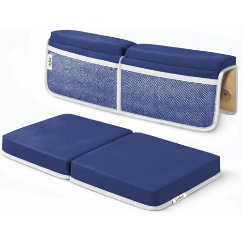 Rylor Premium Baby Bath Kneeler Mat & Elbow Rest Pad Set – Comfortable Bath Kneeler and Elbow Kneeling Rest Pad for Parents, Extra Long 26'', 2.4'' Thick, Non-Slip Support for Easy Bath Time (Blue)