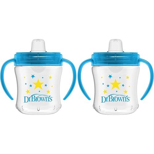 Dr. Brown's Polypropylene (PP) Transition Sippy Cup with Soft Spout - Blue - 6oz - 6m+ (Pack of 2)