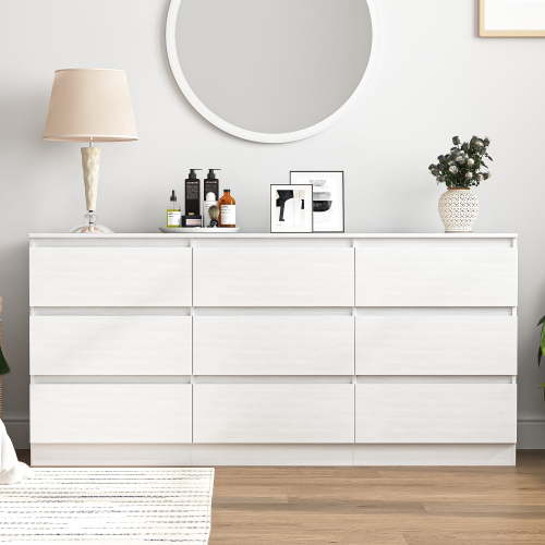 Kadyn Modern 6-Drawer Solid Wood Chest, Golden Handle, Bedroom Nursery Dresser, Black