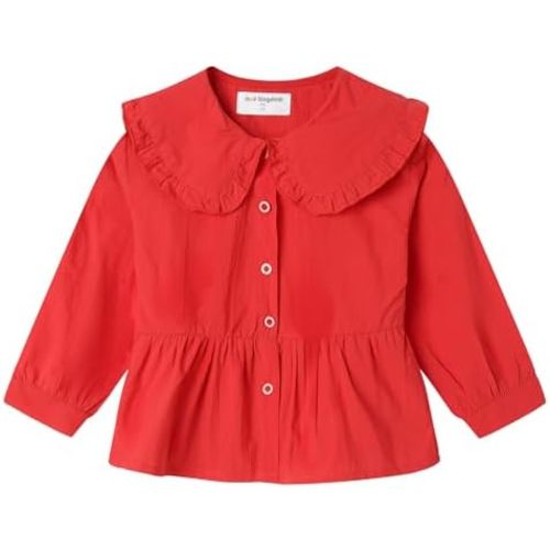 Mud Kingdom Girls Blouse Shirts Spring Fall Long Sleeve Button-Down Top Ruffle Collar