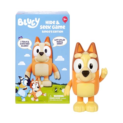 Bluey Game Hide and Seek Electronic Bingo Figure, Articulated, Musical Kids Figurines with Dance Mode, Interactive Toddler Figurine Toys for Ages 3+