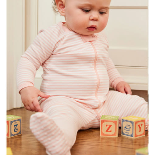 LAKE | Baby | Pima Cotton Pajamas | English Rose Stripe Baby Sleeper