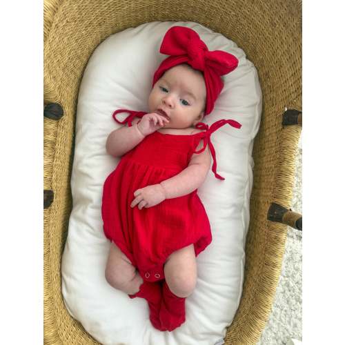 MUSLIN SUMMER ROMPER | RED