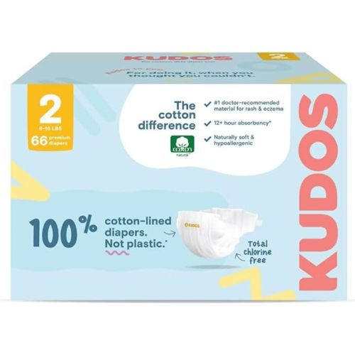 Kudos Chlorine Free Premium Diapers, Cotton-Lined, (Size 2, 66 Count)