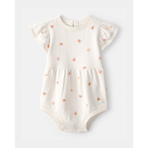 Baby Girl Peach Romper - Ivory