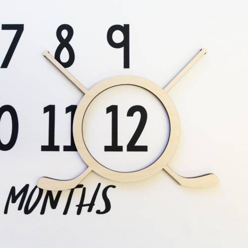 Hockey Stick Milestone Marker, Baby Milestone Blanket Marker, Wood Milestone Marker