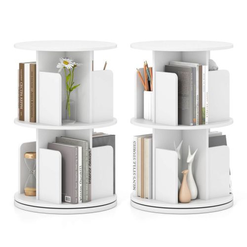 Costway Rotating Bookshelf- White