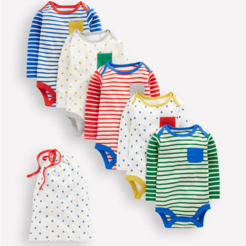 Striped 5 Pack Bodies-Multi Stripes/Stars | Boden USA