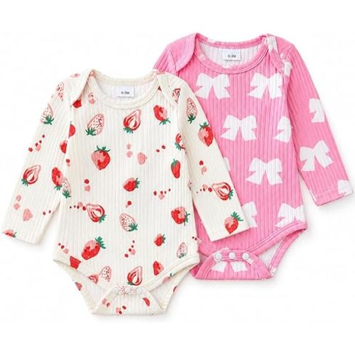 Renotemy Baby Girl Clothes Newborn Outfit 2 Pieces Bodysuit Preemie-12Month