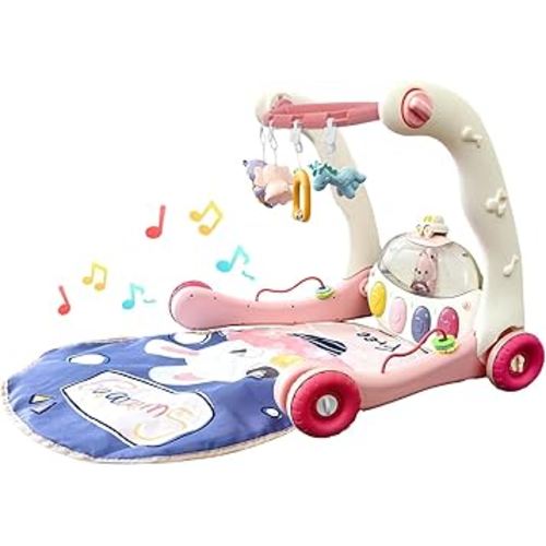 Baby Gym Play Mat 2-in-1 Baby Activity Center Playing Mat Tummy Time Mat Toddler Play Mat for Newborn to Toddler