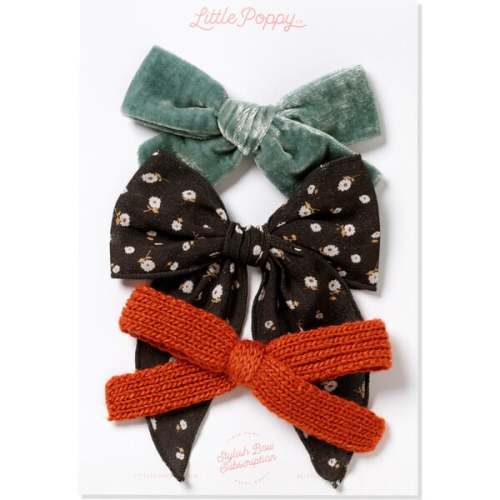 The Sophia Three Bow Oversized Clip Set, Multi - Little Poppy Co. | Maisonette
