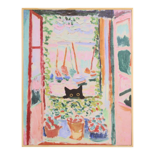Matisse Black Cat by Maria Leandra Framed Canvas Wall Art
