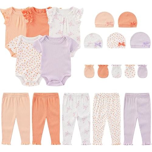 Newborn Layette Gift Set 20-Piece Cotton Baby Boy Girl Clothes Essentials and Accessories