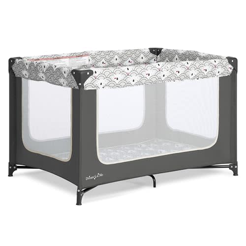 Dream On Me Zodiak Baby Playard, Breathable Mesh Sides, Soft Comfortable Mattress, Quick & Easy to Fold with Travel Carry Bag, Compact Space Saving Design - Gray