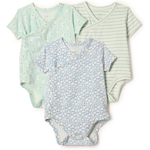 Amazon Essentials x Sofia Grainge Unisex Babies' Side Snap Short Sleeve Bodysuit, Pack of 3