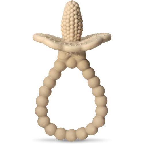 RaZbaby RaZberry Plus Baby Teether – Easy-to-Hold Toy for Front & Back Teething Relief, BerryBumps Texture for Sensory Development, Soothes Sore Gums, BPA-Free, Great Gift for Babies 3M+ – Tan