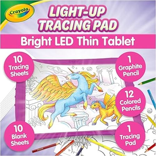 Crayola Light Up Tracing Pad Pink, Best Birthday, Holiday & Christmas Gifts for Girls & Boys, 6, 7, 8 Year Olds, Kids Toys, Light Box Art Kit for Kids [Amazon Exclusive]
