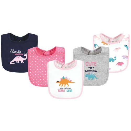 Hudson Baby Infant Girl Cotton Bibs, Cute-A-Saurus, One Size