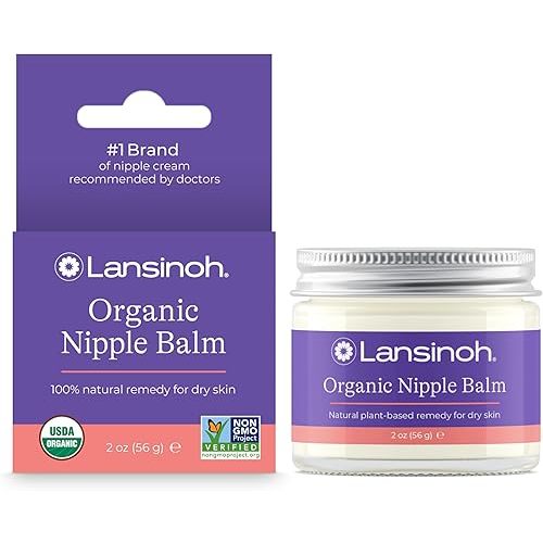 Lansinoh Organic Nipple Butter, Nipple Cream Safe for Breastfeeding Baby, Postpartum Essentials for Mom, 2 Ounces