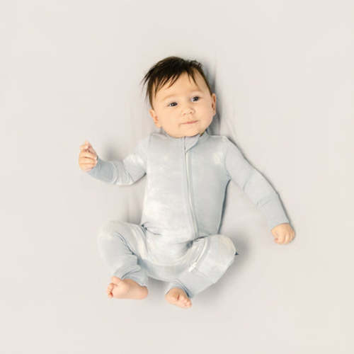 Convertible Footed Romper in Blue Fog