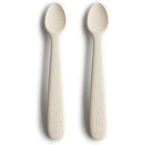 mushie Silicone Baby Feeding Spoons | 2 Pack (Ivory)