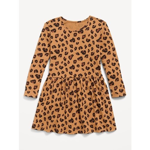 Printed Long-Sleeve Ribbed Dress for Toddler Girls