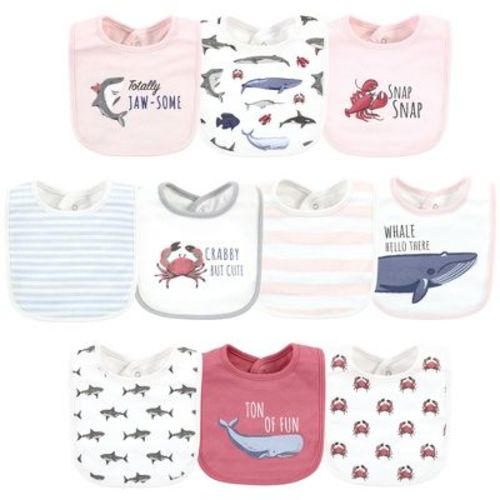 Hudson Baby Infant Girl Cotton Bibs, Girl Whale Shark, One Size