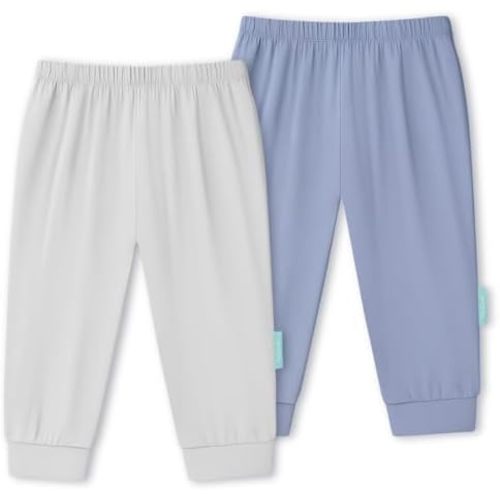 PurComfy Supersoft Baby Pants, 2-Pack Premium Bamboo Viscose Jogger Pants, Elastic Waist, Unisex 0-24 Months