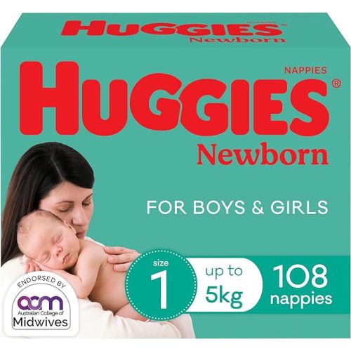 Huggies Newborn Nappies Size 1 (up to 5kg) 108 Count