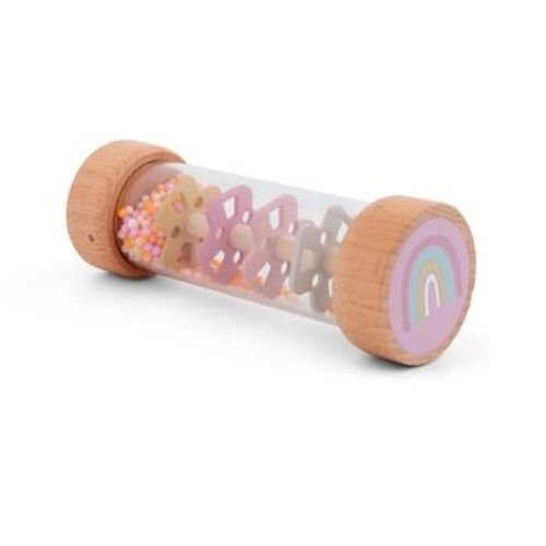 SARO Wooden Rainmaker Rattle - Colorful Sensory Toy with Soothing Rain Sounds for Toddlers, FSC Certified Wooden Shaker