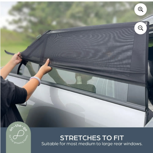 Dreambaby Fitover Car Window Sun Shades for Baby Stretchable Window Covers- 2 Pack, Black L1285