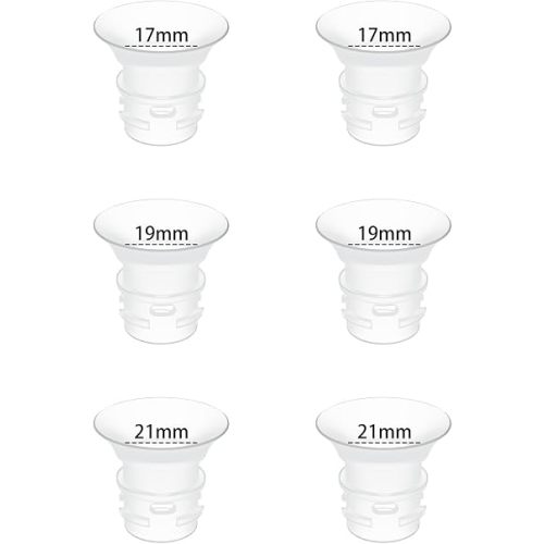6pcs Flange Insert 17/19/21mm Compatible with eufy S1 pro/S1/E20/E10 Wearable Breast Pump, Flange Sizing Kit for eufy Pump, BPA Free Silicone, Comfortable and Precise Fit for Better Suction