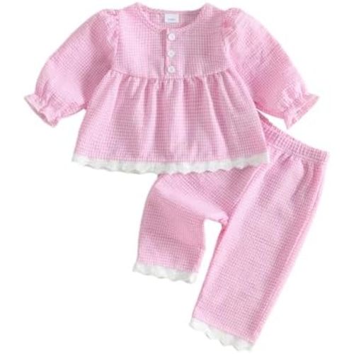 Thorn Tree Girls Fall Outfits Long Sleeve Button Up Shirt Tops Plaid Pants
