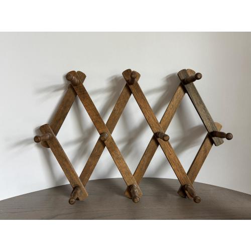 Vintage expandable accordion wooden peg rack