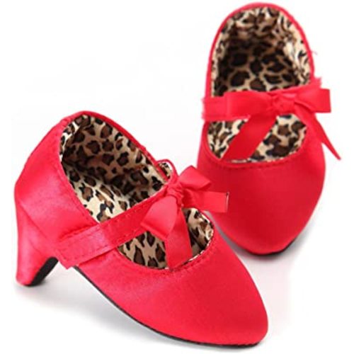 Newborn Baby Girls Shoes Bowknot Soft Sole Crib Shoes (0-6 M, Red)