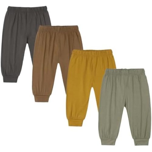 Kids Tales 4 Pack Baby Bamboo Viscose Pants Toddler Solid Color Leggings Infant Bamboo Rayon Bottoms