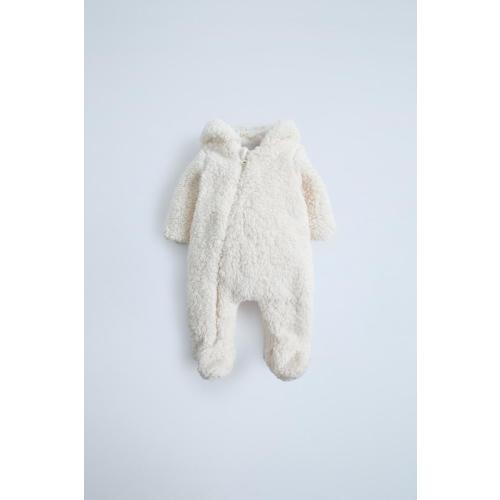HOODED FLEECE ROMPER - Ecru | ZARA United States