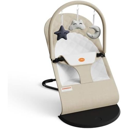 Portable Baby Bouncer Seat for Infants, 0-18 Months, 3 Modes of Use with Rocker & Stationary Options, Ergonomic Infant Chair with Hanging Toys, The Gift List New Parents Actually Want-Oatmeal