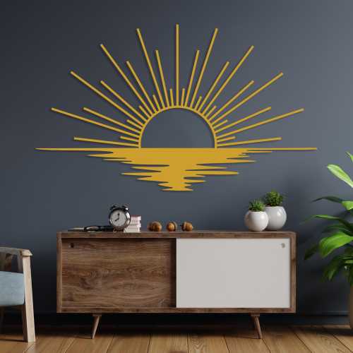 Gold Sun Sparkle Metal Wall Art, Sunset Wall Decor, Sunshine Metal Gift, Outdoor Sunrise View Decor, Metal Yard Art, Home Gift, Sun Ornament