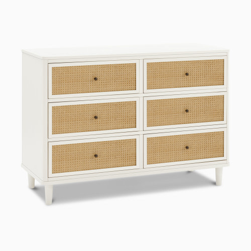 Namesake Marin 6 Drawer Dresser - Warm White/Honey Cane