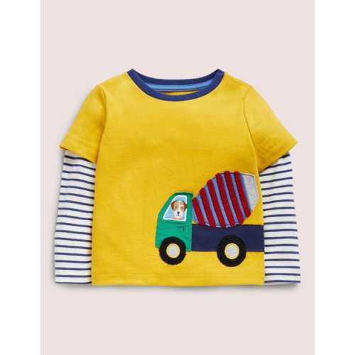 Appliqué T-shirt - Honeycomb Yellow Truck