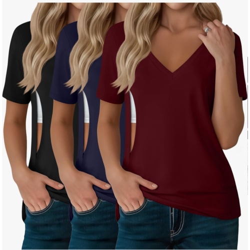 3 Pack Women's Nursing Tops Breastfeeding Shirts