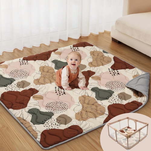 Byseng Baby Mat for Crawling, 50 x 50 Inch Non-Slip Cushioned Baby Mat, Machine Washable Baby Crawling Mat - Boho Pattern 2