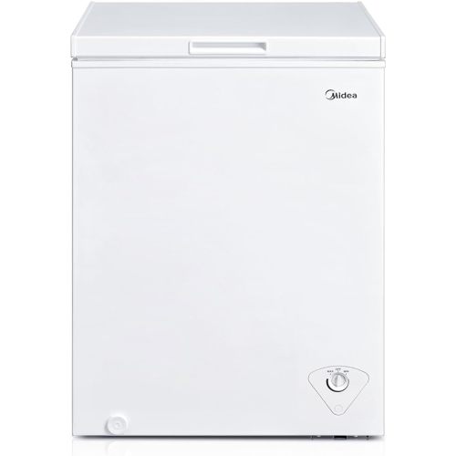 Midea MRC050S0AWW Chest Freezer, 5.0 Cubic Feet Freezer With Removable Basket, Adjustable Temperature, For Kitchen Apartment Office, White