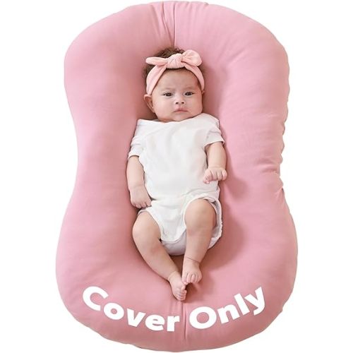 FUNUPUP Rayon Derived from Bamboo Baby Lounger Cover Compatible with Snuggle Me Lounger, Infant Lounger Pillow Cover for Newborn, Removable Elastic Newborn Lounger Cover,Cover Only,Pink