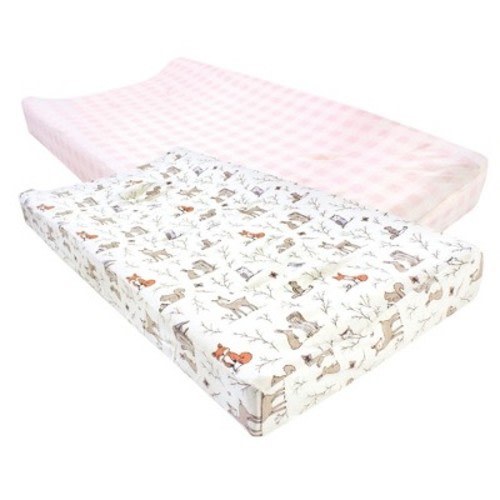 Hudson Baby Infant Girls Cotton Changing Pad Cover, Enchanted Forest, One Size