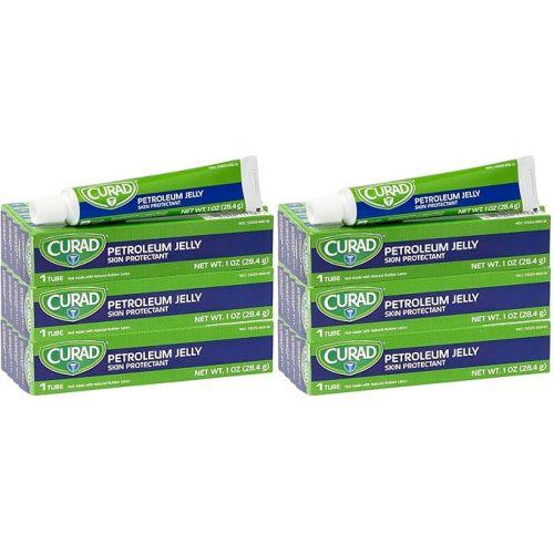 CURAD Petroleum Jelly Skin Protectant, Ointment for Dry Cracked Skin, 1 oz Tube (12 Pack)