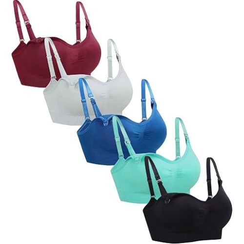 Suekaphin 5PACK Nursing Bra Wireless Bra Women's Sleeping Maternity Bra Breastfeeding Bra