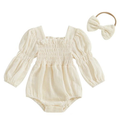 Lantern Sleeve Muslin Romper