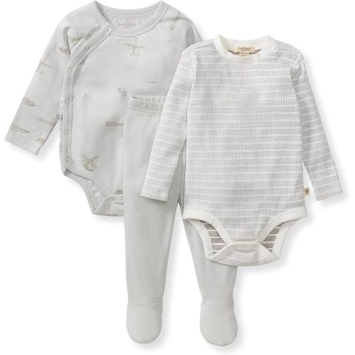Burt's Bees Baby Unisex 3-Piece Bodysuit and Pant Set, 100% Organic Cotton Infant Outfit